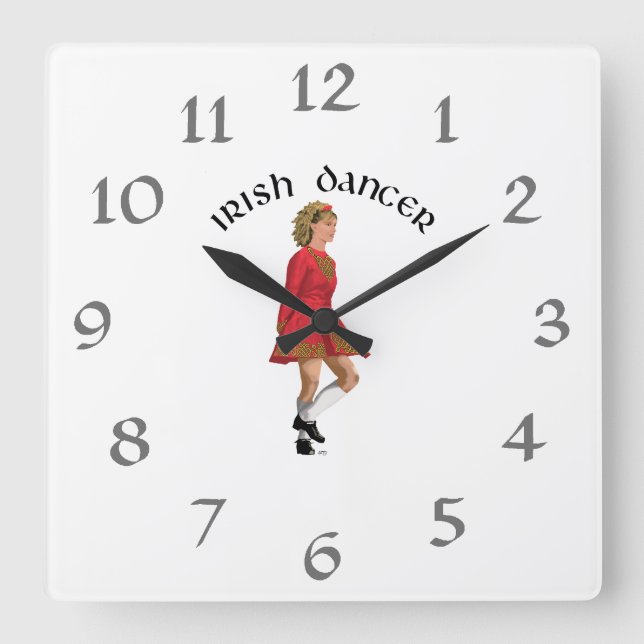 Irish Dancer Blonde in Red Fyrkantig Klocka (Framsida)