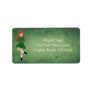 Irish Dancer - Brown Hair - Klöver Dance Adress Adressetikett