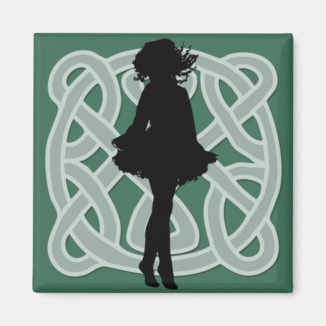 Irish Dancer Celtic Grönt Magnet (Framsidan)