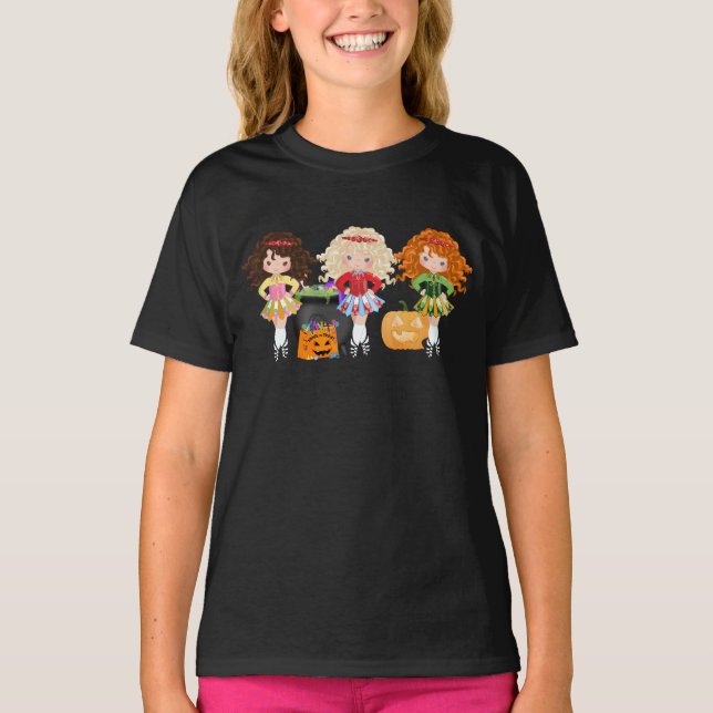 Irish Dancer Girls Happy halloween Dance T Shirt (Framsida)