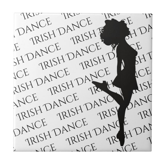 Irish Dancer Hard Shoe Black and White Dance Kakelplatta (Framsidan)