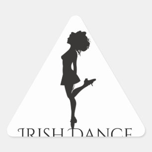 Irish Dancer Hard Shoe Black and White Dance Triangelformat Klistermärke