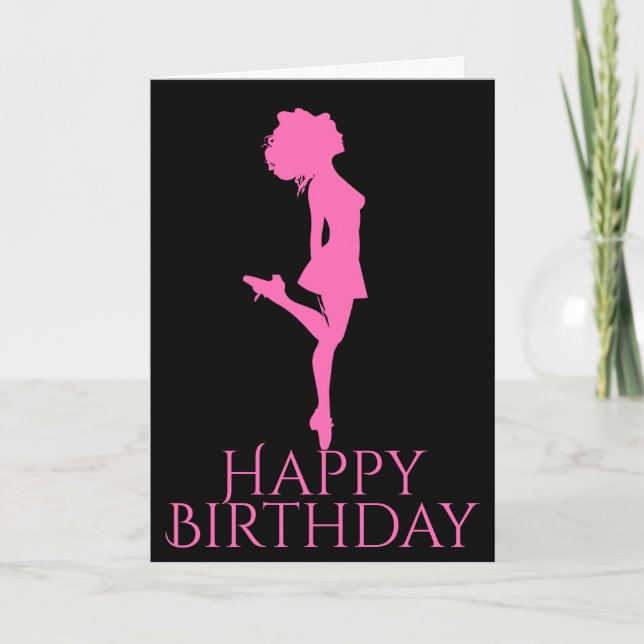 Irish Dancer Hard Shoe Black Rosa Dance Birthday Kort (Framsida)