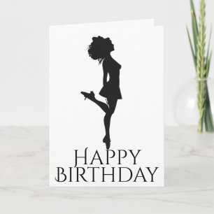 Irish Dancer Hard Shoe Black White Dance Birthday Kort