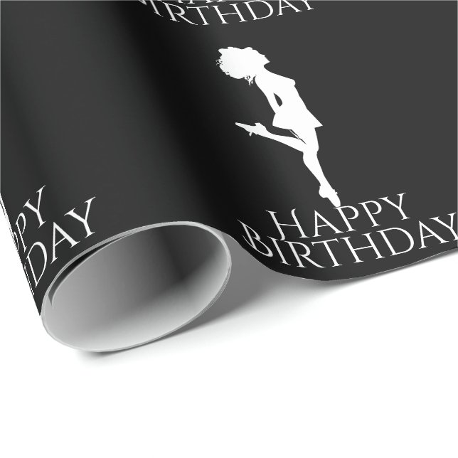 Irish Dancer Hard Shoe Black White Dance Birthday Presentpapper (Rullad Hörn)
