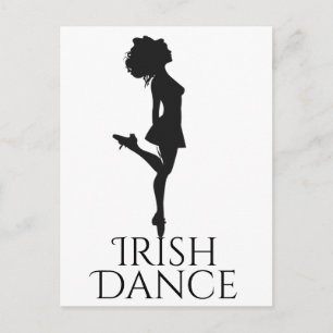 Irish Dancer Hard Shoe Dancing Black White Dance Vykort