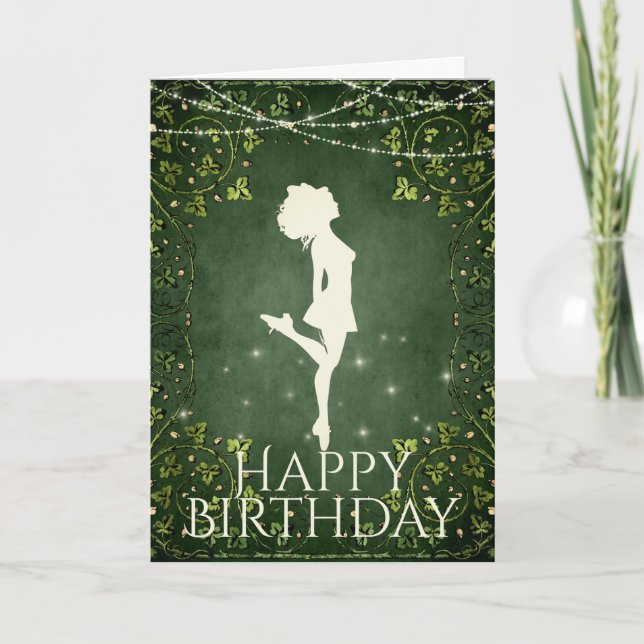 Irish Dancer Hard Shoe Ivy och Ljus Birthday Kort (Framsida)