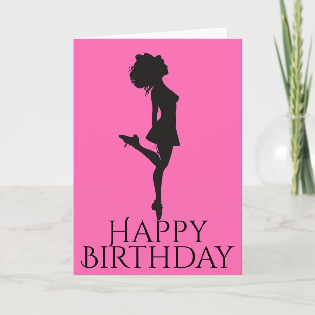 Irish Dancer Hard Shoe Rosa Black Dance Birthday Kort (Framsida)