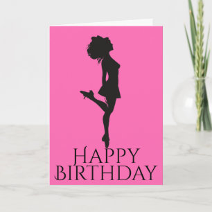 Irish Dancer Hard Shoe Rosa Black Dance Birthday Kort