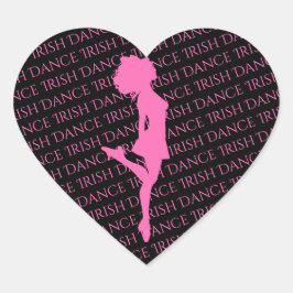 Irish Dancer Hard Shoe Rosa och svart Dance Hjärtformat Klistermärke