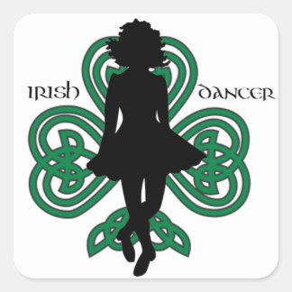 Irish Dancer Hardshoe/Forest Grönt Heart Shamrock Fyrkantigt Klistermärke