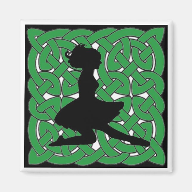 Irish Dancer on Grönt Celtic Knot Magnet (Framsidan)