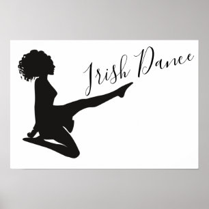 Irish Dancer Soft Shoe Black and White Dance Poster