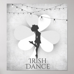 Irish Dancer with Klöver and String Ljus Dance Poster