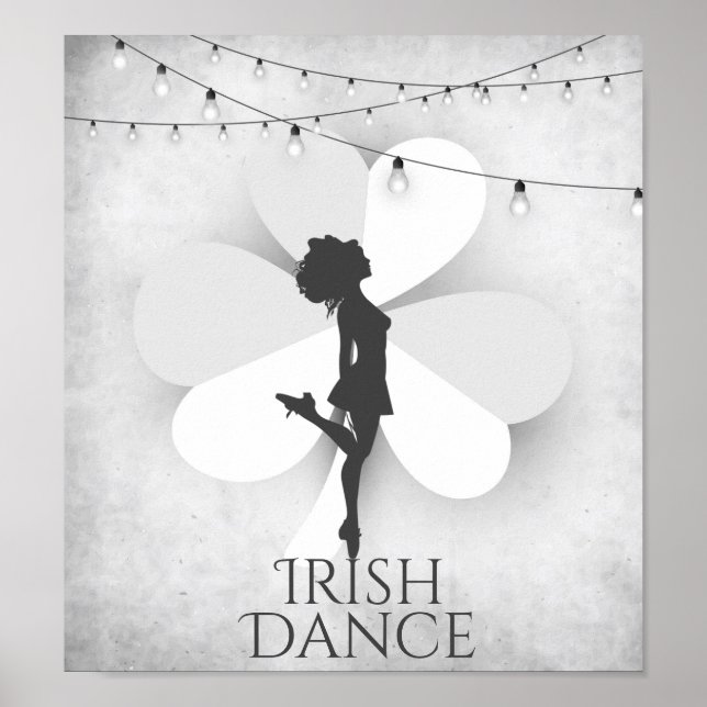 Irish Dancer with Klöver and String Ljus Dance Poster (Framsidan)
