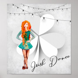 Irish Dancer with Klöver and String Ljus Dance Poster