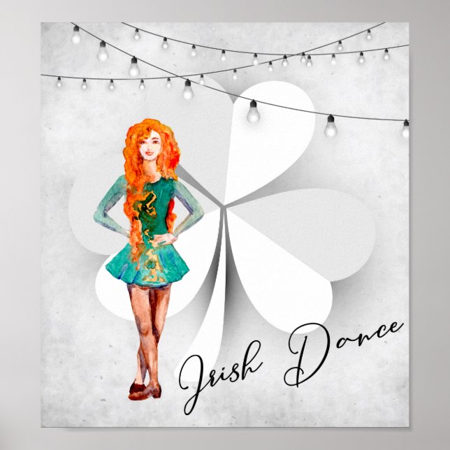 Irish Dancer with Klöver and String Ljus Dance Poster (Framsidan)