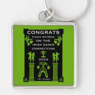 Irish Dancing Competition Fyrkantig Silverfärgad Nyckelring
