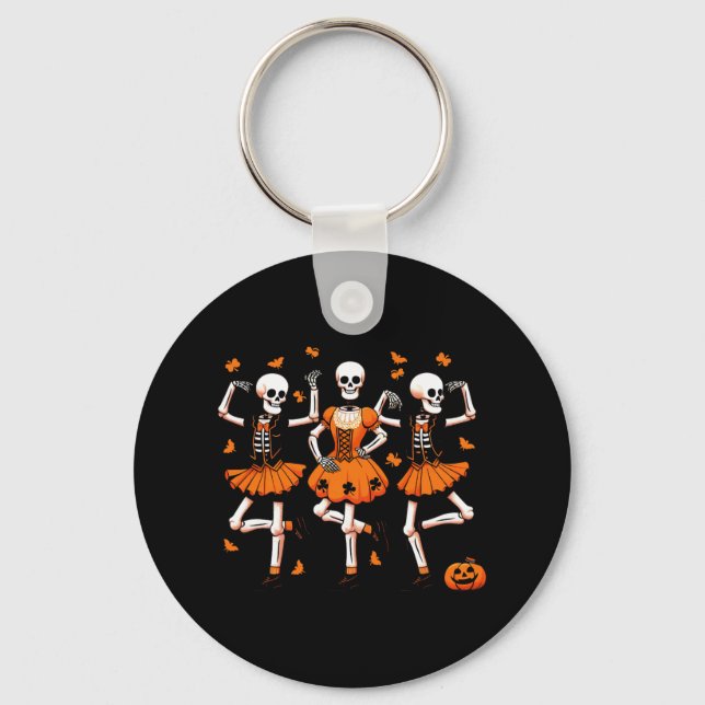 Irish Dancing Skeletons Spooky Dance Halloween Wom Nyckelring (Framsida)