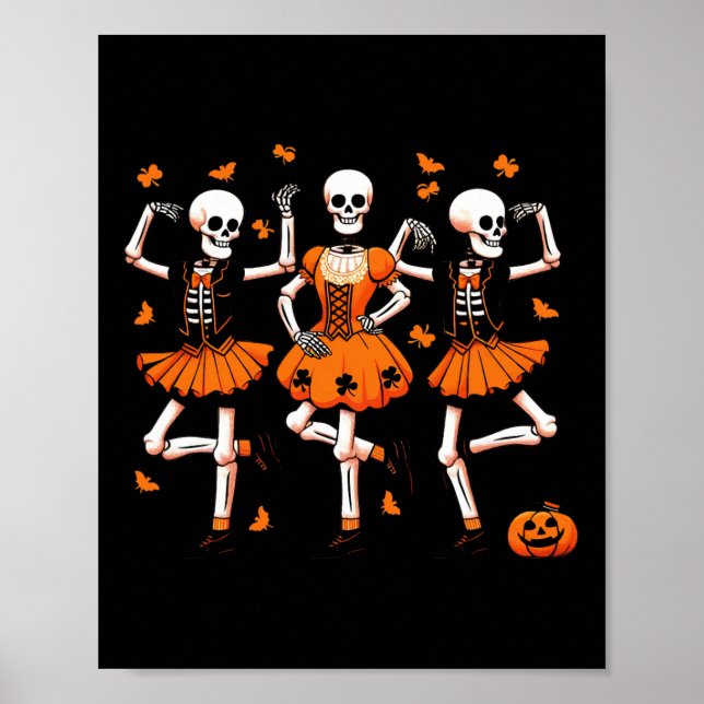 Irish Dancing Skeletons Spooky Dance Halloween Wom Poster (Framsidan)