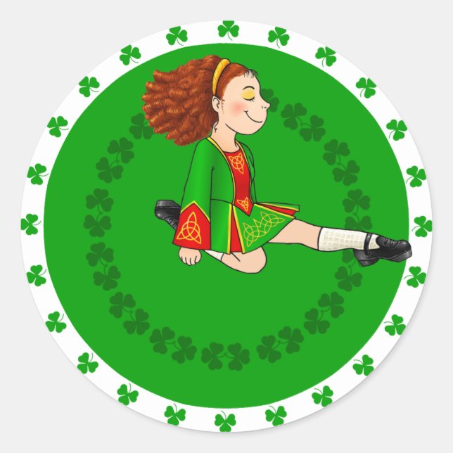 Irish dans Sticker Runt Klistermärke (Framsida)