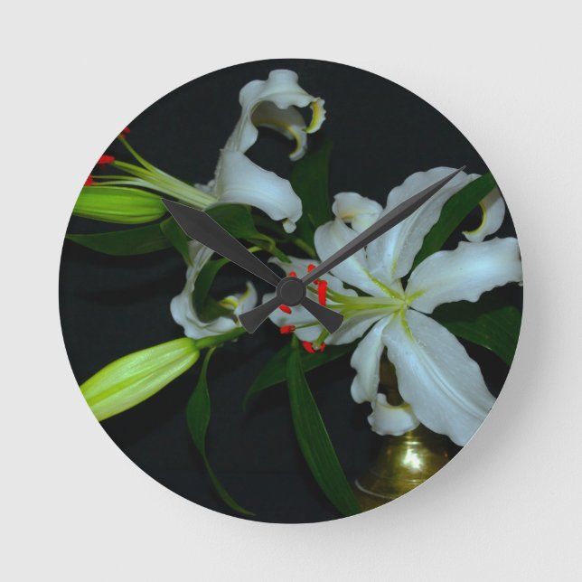 Irish Design Brass and Flower Collection Rund Klocka (Framsida)