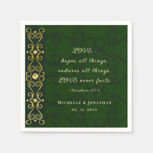 Irish Design KÄRLEK Misslyckas aldrig Bible Verse Pappersservett