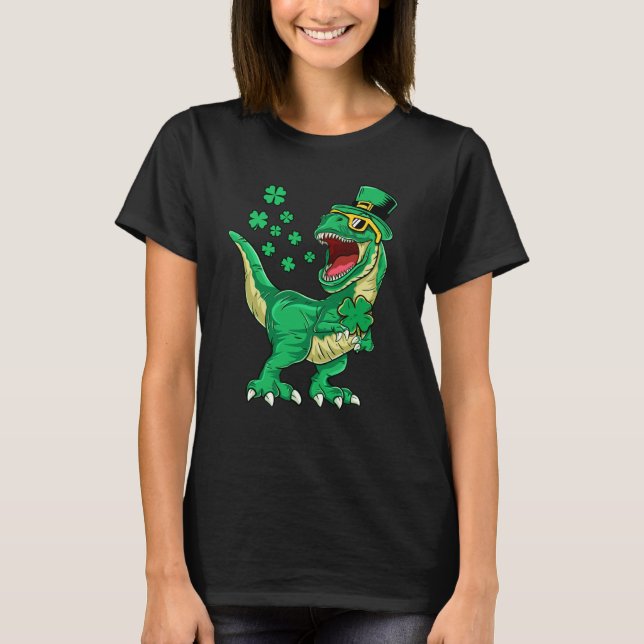 Irish Dinosaur rex Happy St Patrick's Day Toddlers T Shirt (Framsida)