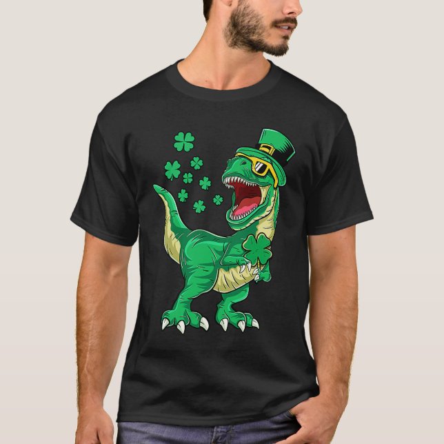 Irish Dinosaur T rex Happy St Patrick's Day Toddle T Shirt (Framsida)