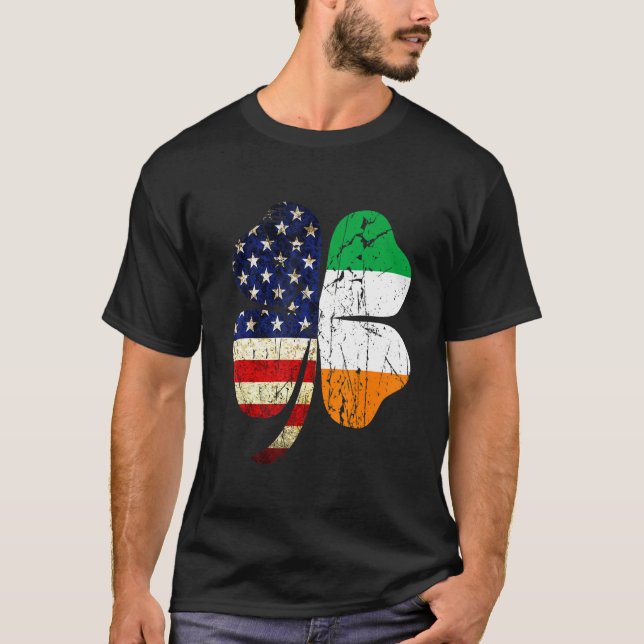 Irish Distress American Flagga Ireland Flagga St P T Shirt (Framsida)