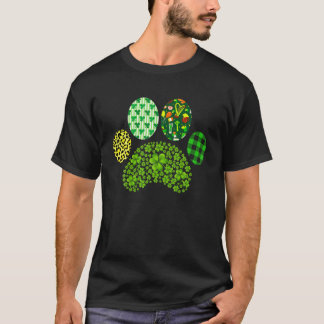 Irish Dog Paw Clovers St Patrick's Day Lucky Shamr T Shirt