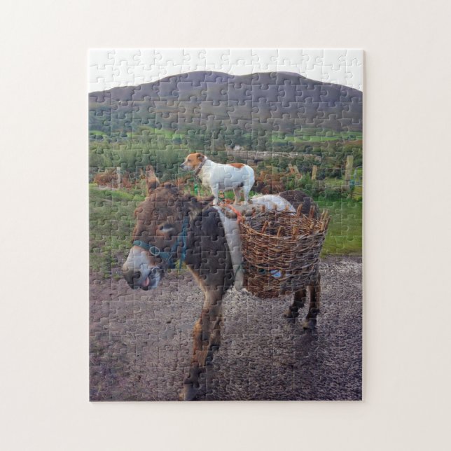 Irish Donkey och Hund Puzzle Pussel (Vertikal)