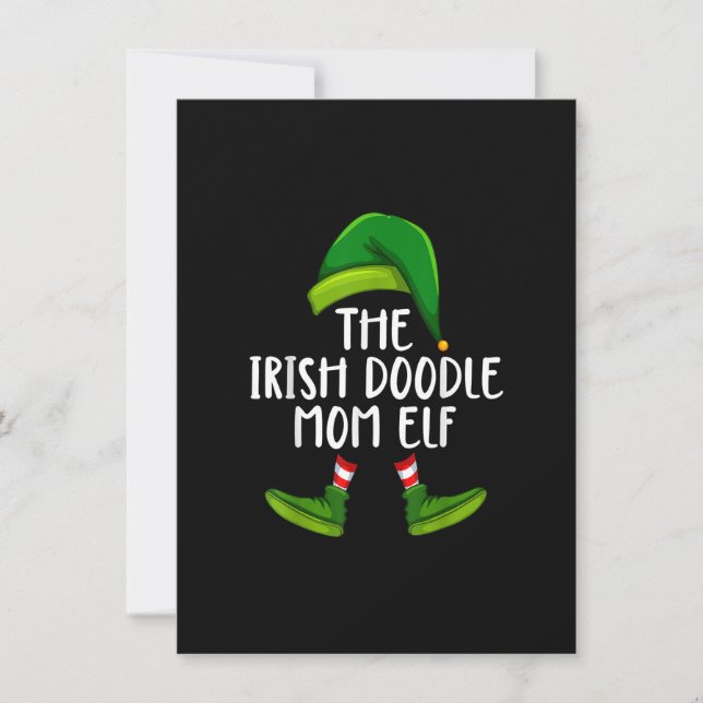 Irish Doodle Mamma Hund Elf Funny jul Pajama X Inbjudningar (Framsida)