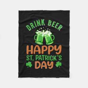 Irish Drink Beer Lycklig St Patrick S Day Fleecefilt