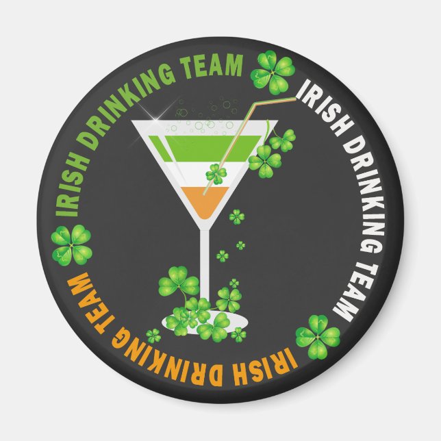 Irish Drinking Team Shamrock Cocktail Magnet (Framsidan)