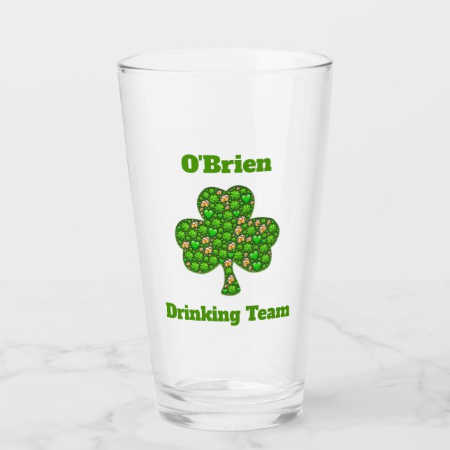 Irish Drinking Team Shamrock Klöver Beer Pint Glaskopp (Framsida)