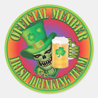 Irish Drinking Team Skull.ai Runt Klistermärke