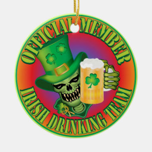 Irish Drinking Team Skull Julgransprydnad Keramik