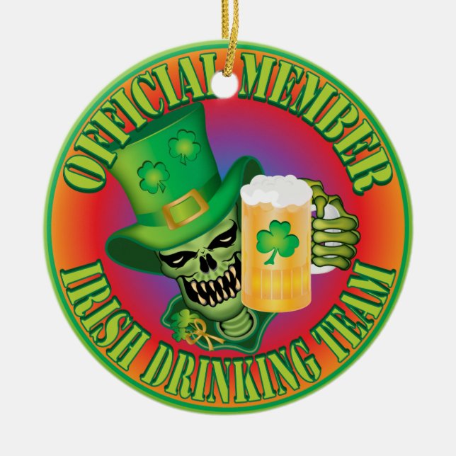 Irish Drinking Team Skull Julgransprydnad Keramik (Framsidan)