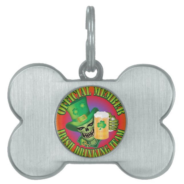 Irish Drinking Team Skull Namnbricka Husdjur (Framsidan)