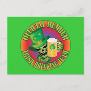 Irish Drinking Team Skull Vykort