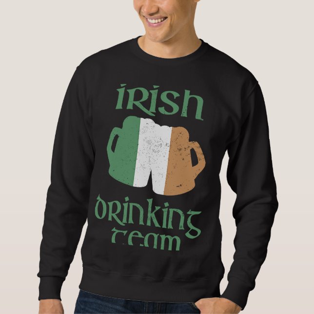 Irish Drinking Team St patrick's day Ireland Flagg Lång Ärmad Tröja (Framsida)