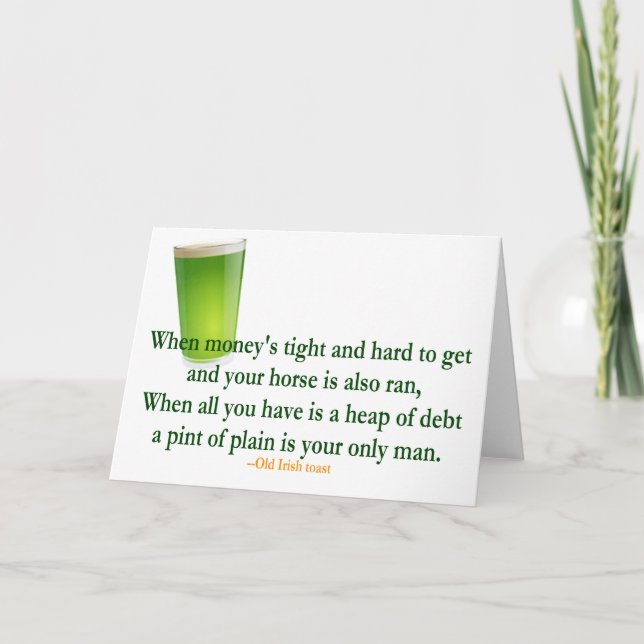 Irish Drinking Toast St. Patrick's Day Card Kort (Framsida)