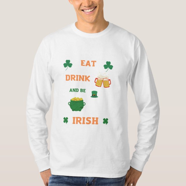 Irish Eat och Drycker öl T-Shirt (Framsida)
