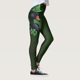 Irish Elegance, The Black Svan of St. Patrick Leggings