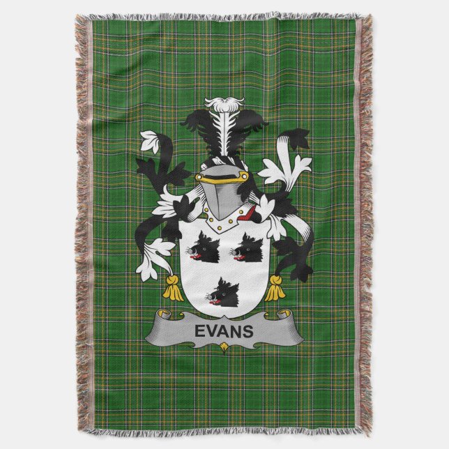 Irish Evans Jackar Arm Family Crest Ireland Filt (Framsidan Vertikal)