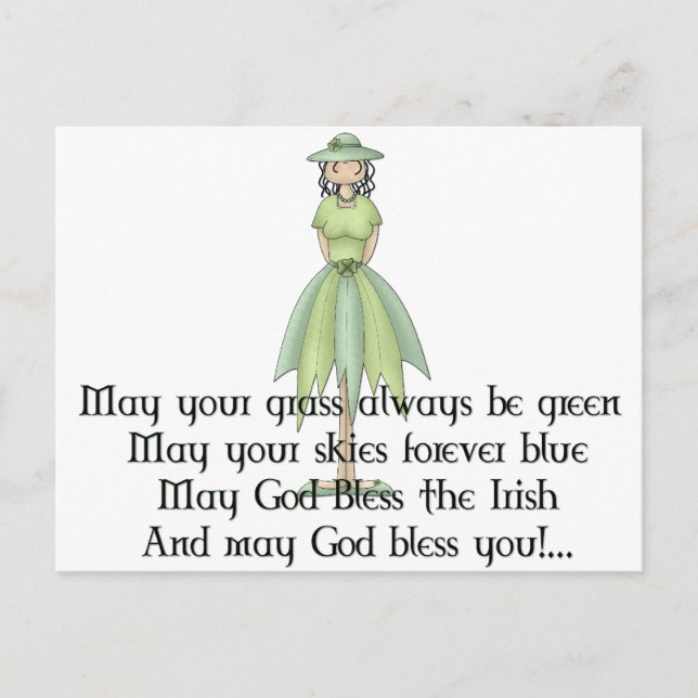 Irish Fairy Girl 1 - Irish Quote Vykort (Framsida)