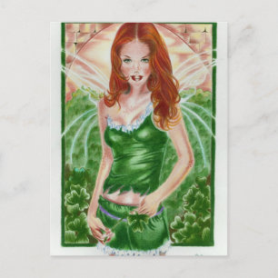 Irish Fairy Shamrock Postcard Vykort