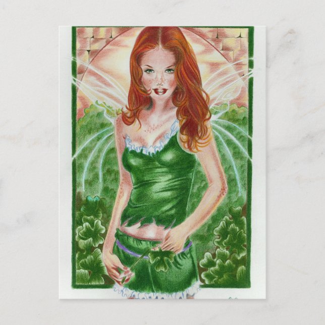 Irish Fairy Shamrock Postcard Vykort (Framsida)
