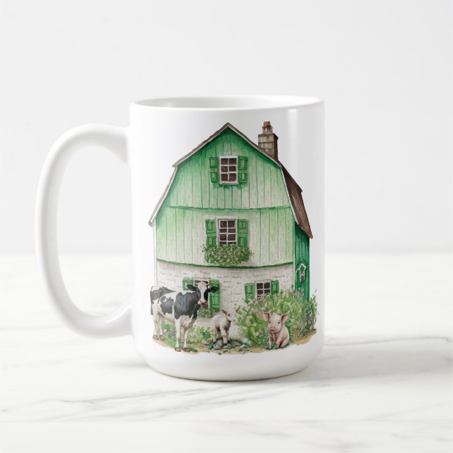 Irish Farmhouse | Grönt Barn Kaffemugg (Vänster)